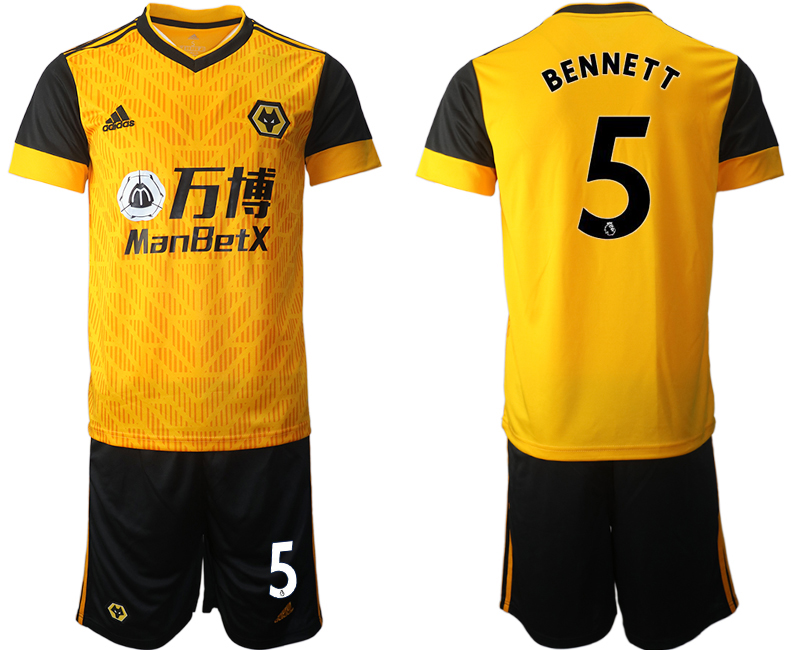 Men 2020-2021 club Wolverhampton Rangers home #5 yellow Soccer Jerseys->other club jersey->Soccer Club Jersey